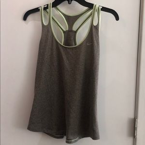 Gray and lime green Nike racerback tank